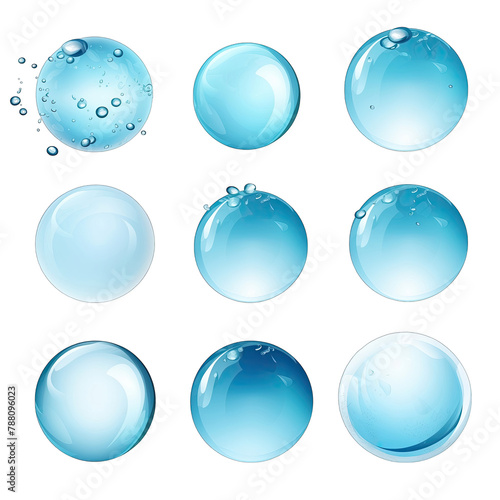 set blue water bubble oxygen air SVG isolated on transparent background