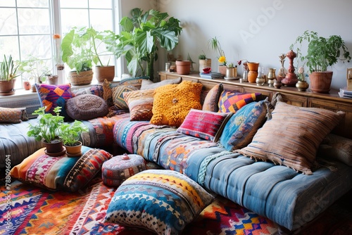 Kilim Pillows & Patterned Textiles: Inspiring Modern Bohemian Living Room Ideas