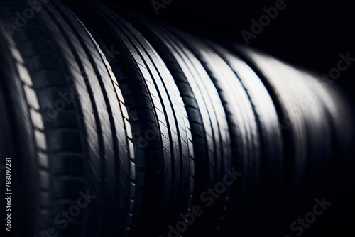Closeup of car tyres