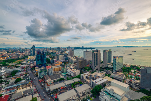 Aerial view of Pattaya city, Thailand.