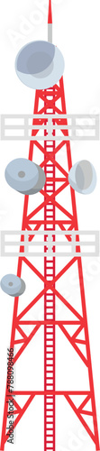 Radio tower global network internet mobile signal connection communication isometric vector