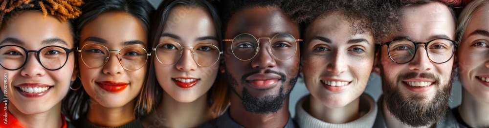 A diverse group of happy young people showcasing different facial expressions A diverse group of happy young people showcasing different facial expressions