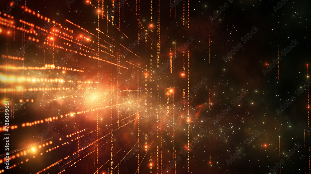 Code snippets overlaid on a starry space background, with natural light ...