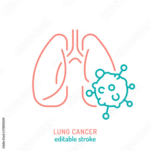 Bronchogenic carcinoma, pulmonary cancer outline icon. photo
