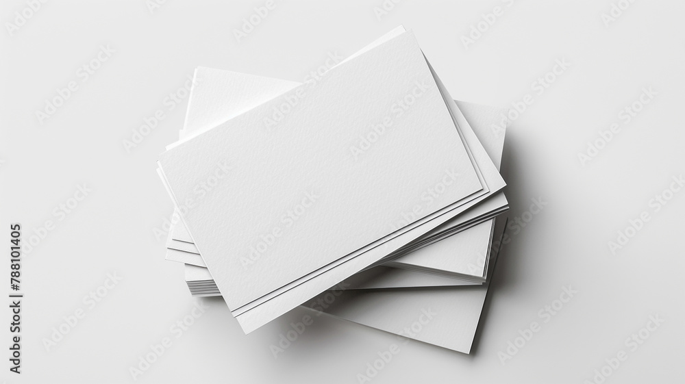 A stack white blank business cards isolated on white background - obrazy, fototapety, plakaty 