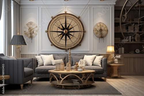 Nautical Compass Wall Art: Inspiring Navigation Themed Living Room Designs