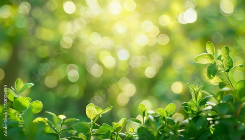 Ethereal and artistic abstract green light bokeh blur for creative background design