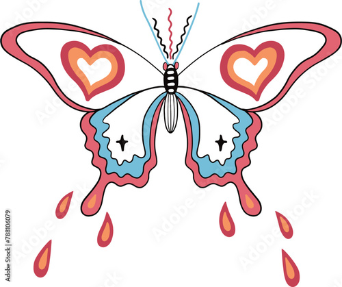 Redesigned butterfly pattern with open wings top view on white background.