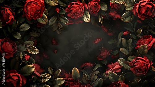 Hyperrealistic 3D Digital Art of Victorian Floral Frame with Peonies and Roses