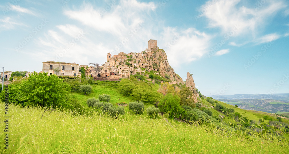 The ghost town. village of Craco, Basilicata region, Italy.