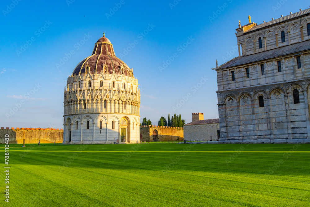 Pisa Cathedral and the Leaning Tower in Pisa, Italy.