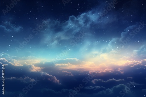 A beautiful night sky with clouds and stars photo