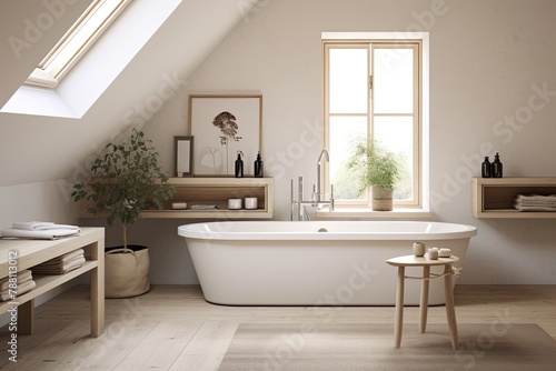 Streamlined Scandinavian Serenity  White Walls   Soft Textures in Bathroom Design