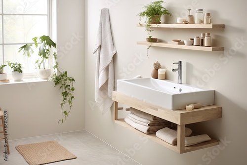 Wall-Mounted Sink Serenity  Peaceful Scandinavian Bathroom Concepts in Neutral Tones