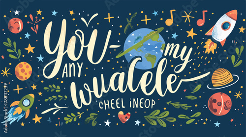 Romantic phrase vector lettering. You are my universe