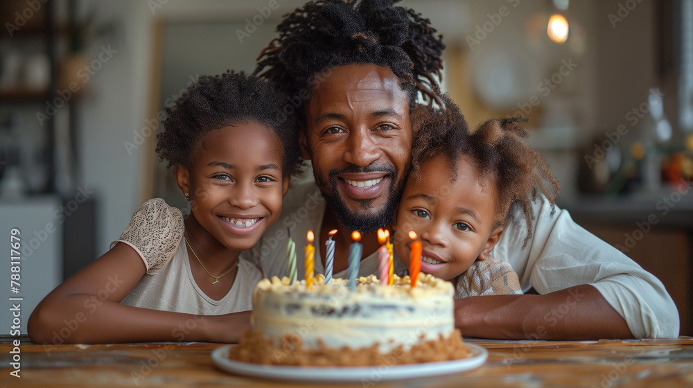 Young family celebrating a birthday at home. Young family celebrating a birthday at home.