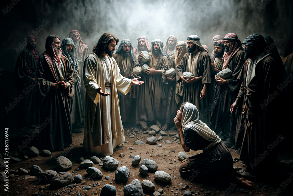 Jesus Christ Forgives Woman Caught In Adultery He Who Is Without Sin jesus-christ-forgives-woman-caught-in-adultery-he-who-is-without-sin