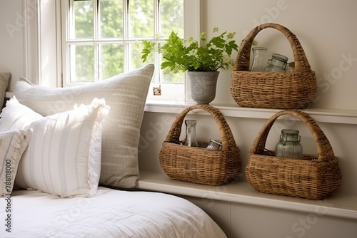 Creative Wicker Basket Storage Solutions for Quaint Cottage Bedroom Ideas