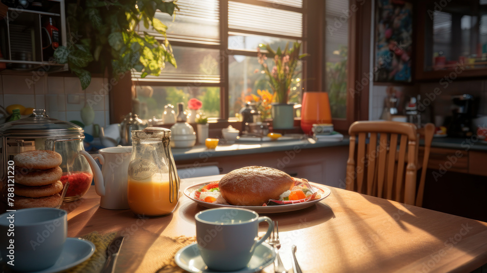 Fototapeta premium breakfast in morning on kitchen room