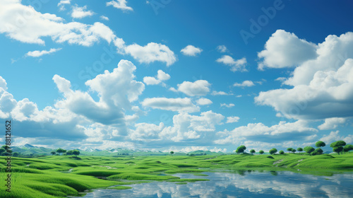 Clear blue sky and white clouds background