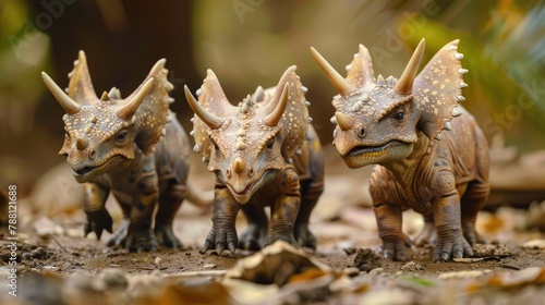 Tiny triceratops puppies clumsily learning to use their horns