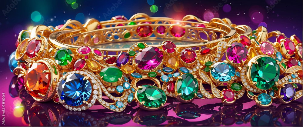 Anime Background and Wallpaper. A collection of vibrant and colorful anime-inspired gold jewelry, featuring a rainbow of hues and intricate designs