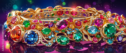 Anime Background and Wallpaper. A collection of vibrant and colorful anime-inspired gold jewelry, featuring a rainbow of hues and intricate designs