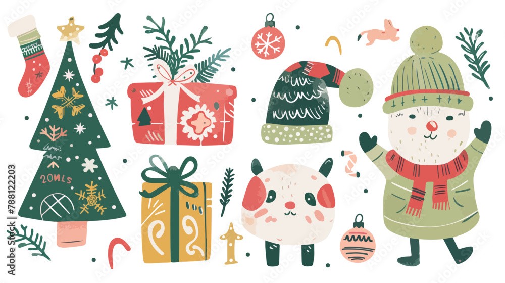 Set of Four Christmas symbols and characters