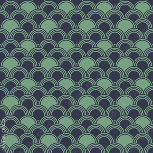 A pattern of circles in blue and green. Design for Fabric, Background, Carpet, Wallpaper, Clothing, Batik, Wrapping, Vector Illustration Style. Seamless pattern style