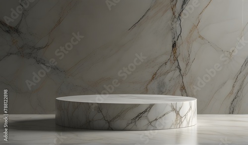 empty luxury marble table with podium for product display and presentaion. studio backdrop with copy space photo
