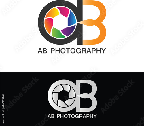 AB Photography Logo Modern Illustration Template Vector