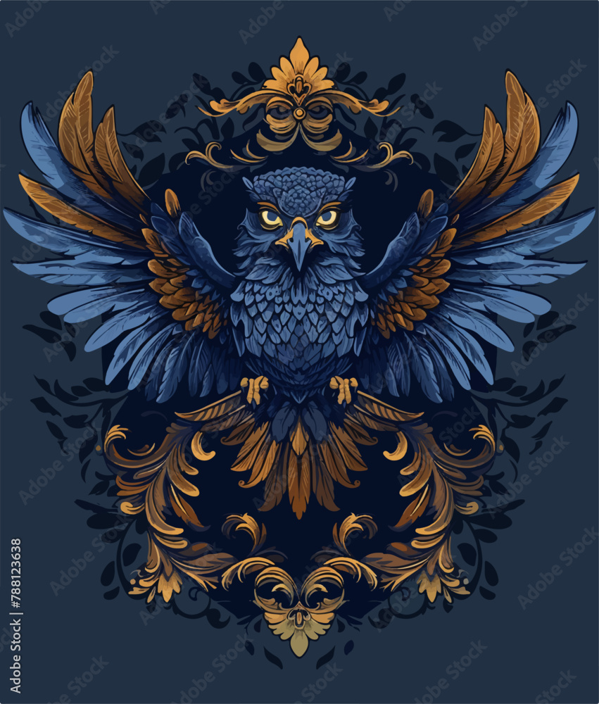 Fototapeta premium blue bird illustration in vectorial