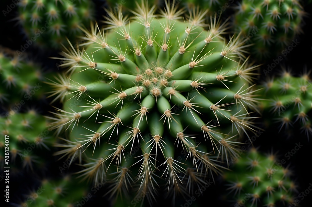 Cactus in the botanical garden, top view of cactus Cactus in the botanical garden, top view of cactus
