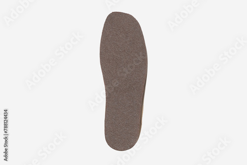 Brown sole of shoes on a white background