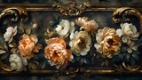 Intricate Baroque Style Floral Painting with Peonies