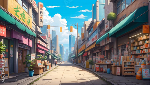 Anime Background and Wallpaper. Colors of Commerce: Capturing the Vibrant Energy of Malaysian Street Markets and Traditional Shop Rows