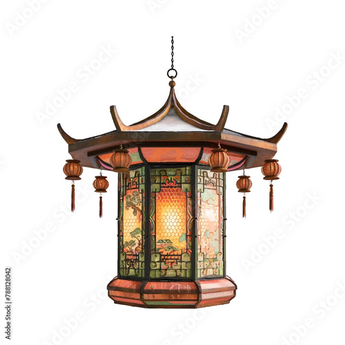 Ancient Chinese lanterns on a white background