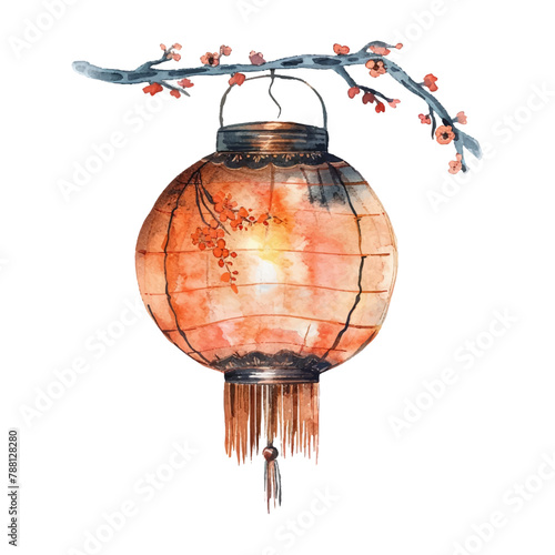 Ancient Chinese lanterns on a white background