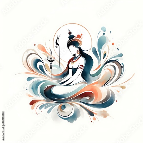 Minimalist Illustration: Abstract Depiction of Hindu Goddess Sita photo