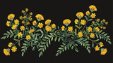 Tansy embroidered with yellow and green threads 