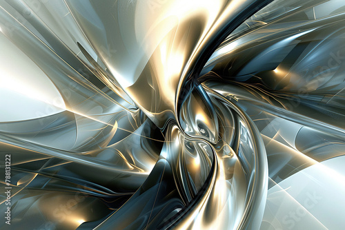 close up horizontal image of a shiny metallic abstract swirl and waves background