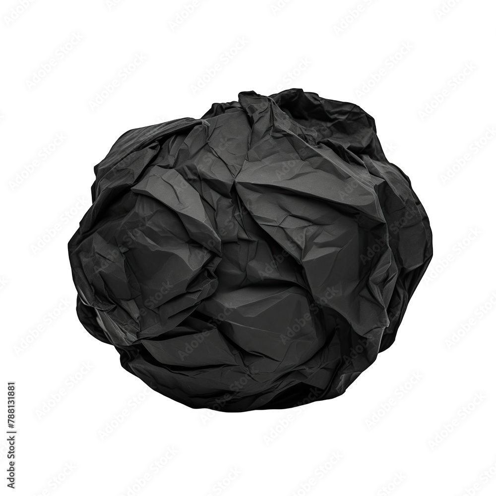 A lump or ball of crumpled black paper SVG on a transparent background