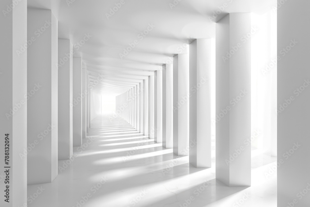 3D white modern empty corridor background 3D white modern empty corridor background