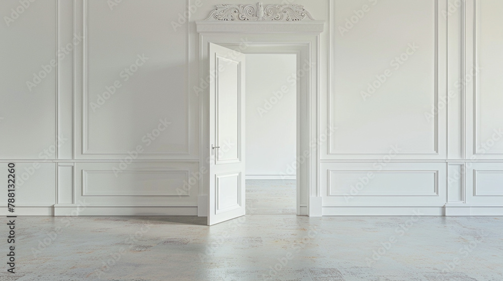 Open white double door, cut out