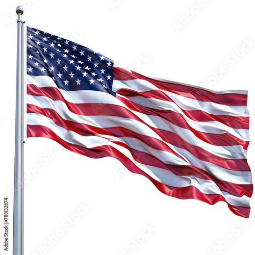 american flag in the wind, emblem, on transparency background PNG 