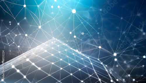 Fondo abstracto de tecnologia y ciencia.Malla o red con lineas y formas geometricas. Generative AI.