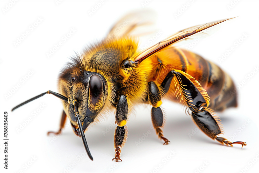Bee isolated on white background. Close up of honeybee Bee isolated on white background. Close up of honeybee