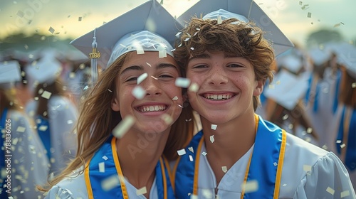 A high school students celebrating graduation. Generative AI.