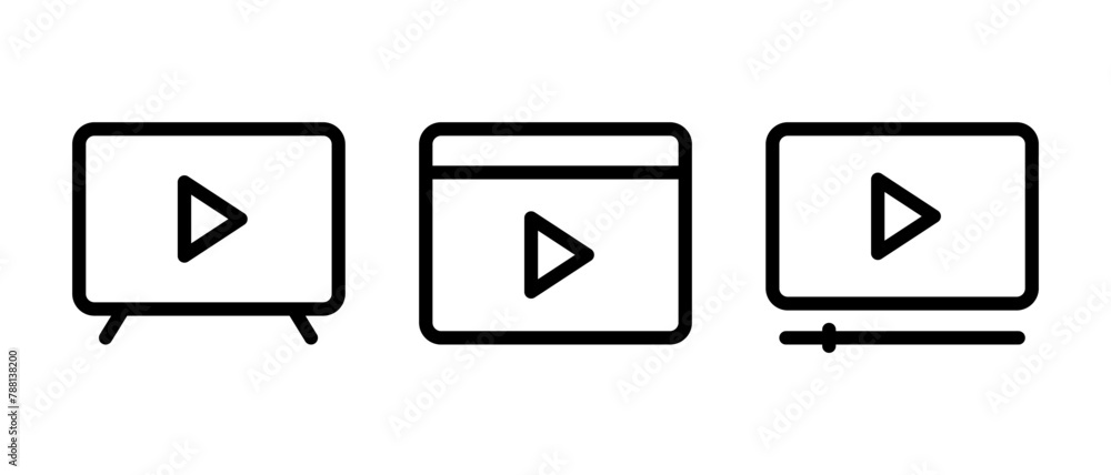 Video icon vector set. Play, media, online video symbol Video icon vector set. Play, media, online video symbol