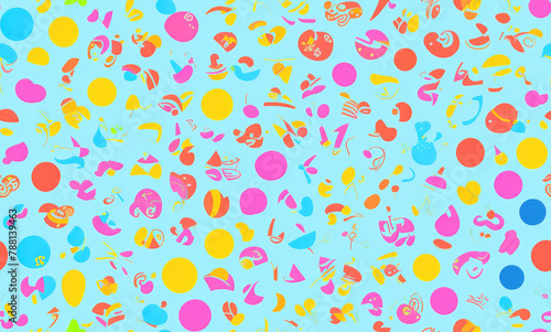 Colored childrens doodle pattern. Abstract seamless pattern. AI generated.